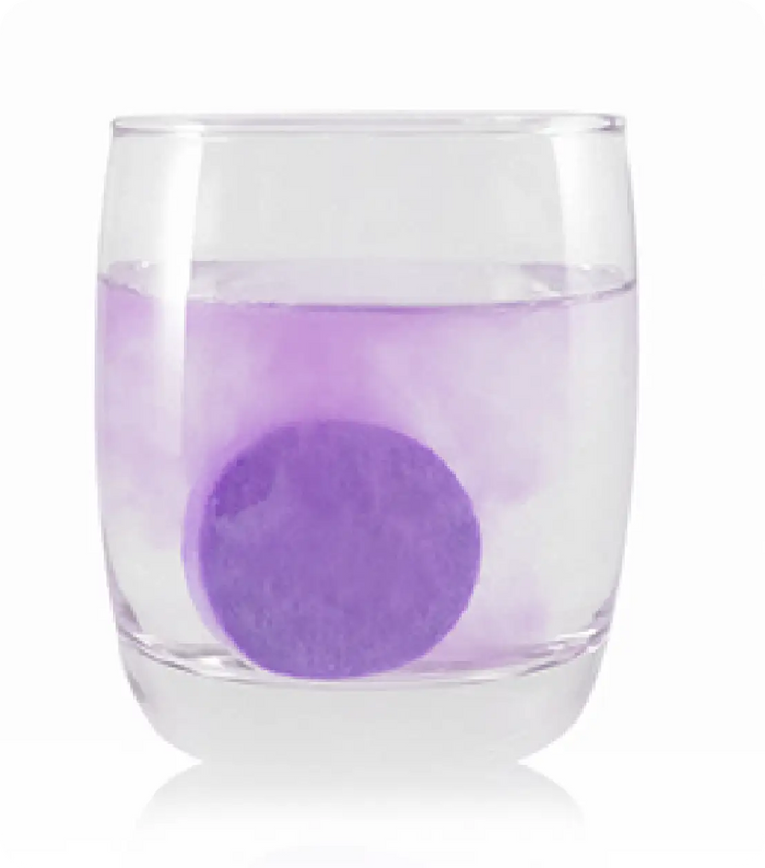 Drop 1 tablet into a glass of water